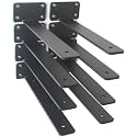 10 Pack - 11 inch Black Hidden L Shelf Bracket (1/5 Inch Thicked) Iron Floating Shelf Brackets Rustic Industrial Metal Brackets for Shelf Support