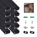 10-Pack 3.3ft/1m U-Shape LED Aluminum Channel with Black Cover, Black LED Strip Light Diffuser Track, Waterproof LED Profile for Under Cabinet, Stairs, Wardrobe, fits 12mm/0.5" Wide Strips