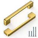 10 Pack 5 Inch(128mm) Vibrant Brushed Moderne Brass Cabinet Pulls Kitchen Cabinet Handles Cabinet Hardware Drawer Pulls for Cupboard Wardrobe