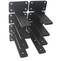 10 Pack - 5 inch Black Hidden L Shelf Bracket (1/5 Inch Thicked) Iron Floating Shelf Brackets Rustic Industrial Metal Brackets for Shelf Support