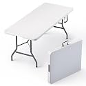 10 Pack of 6 Feet Foldable Table with Built in Handle &amp; Steel Legs | 6FT Heavy Duty Folding Portable | Perfect for Party, Dining, Wedding, Events, Picnic Indoor, Outdoor, Camping, Utility Folding
