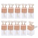 10 Pack,8ml Matte Glass Car Air Freshener Perfume Clip Diffuser,Empty Essential Oil Perfume Vials Diffuser Vent Outlet,Thick Glass Ornament With Wooden Caps,FREE Funnel,Dropper