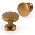 10 Pack Antique Brass Cabinet Knobs 1-1/5 Inch(30mm) Single Hole Cabinet Pulls Round Kitchen Cabinet Knobs Drawer Knobs Dresser Knobs