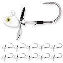 10-Pack Asymmetrical Spin Fishing Jig Head, 100% Brass Blade with Hand-Tied Bait Keeper for Bass 1/8 /3/16 1/4 3/8 & 1/2oz