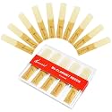 10 Pack Bb Clarinet Reeds with Plastic Box, Strength 3.5 Reeds for Clarinet, Thinner Reed Tip &amp; Unfiled Cut for Easy of Play, Traditional Reeds for Clarinet Beginner and Player