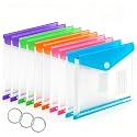10 Pack Binder Folders with Pockets 11 Holes Expandable Dividers for 2/3/4 Ring Document Pouch with Label Loose-Leaf Transparent Binder Organizer for School Home Office
