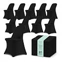 10 Pack Black Spandex Folding Chair Covers, Stretch Polyester Slipcovers for Wedding, Party &amp; Dining Chairs – Flat Front Design, Universal Fit