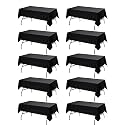 10-Pack Black Tablecloths for Rectangle Tables, 54 x 108 Inches