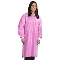 Medical Nation 10 Pack Disposable Lab Coats - Durable 50g SMS Knee Length Reusable Lab Coat with Knit Cuffs and Pockets, Unisex | for Dental, Hospitals, Pharmacies, Labs, Clinics - Raspberry, Large