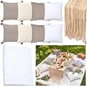 10 Pack Extra Large White Picnic Blanket Kit 70x90" Outdoor Boho, Khaki