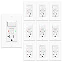 10 Pack GFCI Outlet with Light Switch - 20 Amp Tamper-Resistant Self-Test GFI Switch Combo, LED Indicator, Ground Fault Circuit Interrupter, ETL Listed, White