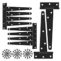 6 Inch Heavy Duty Gate Hinges, 10 Pack T Strap Hinge Shed Storage Gate Barns Tee Hinges with Screws for Wooden Fences, Shed Doors, Outdoor Barns, Black