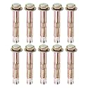 M METERXITY 10-Pack Hex Expansion Bolt, M6x40mm Colored Galvanized Iron-Carbon Steel External Hex Expansion Bolts, Anti-Corrosion Metal Bolt for Concrete/Dry Brick/Block Walls