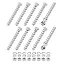 M METERXITY 10-Pack Hex Head Screw Bolt with Nuts Flat &amp; Lock Washers M12x110mm Stainless Steel Bolts and Nuts Kit Fully Threaded Metric Bolt Assortment for Equipment/Machinery
