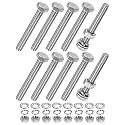 M METERXITY 10-Pack Hex Head Screw Bolt with Nuts Flat &amp; Lock Washers M6x45mm Stainless Steel Bolts and Nuts Kit Fully Threaded Metric Bolt Assortment for Equipment/Machinery