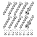 M METERXITY 10-Pack Hex Head Screw Bolt with Nuts Flat &amp; Lock Washers M8x45mm Stainless Steel Bolts and Nuts Kit Fully Threaded Metric Bolt Assortment for Equipment/Machinery