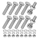 M METERXITY 10-Pack Hex Head Screw Bolt with Nuts Flat &amp; Lock Washers M6x25mm Stainless Steel Bolts and Nuts Kit Fully Threaded Metric Bolt Assortment for Equipment/Machinery