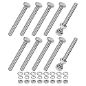 M METERXITY 10-Pack Hex Head Screw Bolt with Nuts Flat &amp; Lock Washers M6x55mm Stainless Steel Bolts and Nuts Kit Fully Threaded Metric Bolt Assortment for Equipment/Machinery