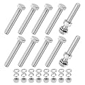 M METERXITY 10-Pack Hex Head Screw Bolt with Nuts Flat &amp; Lock Washers M12x75mm Stainless Steel Bolts and Nuts Kit Fully Threaded Metric Bolt Assortment for Equipment/Machinery
