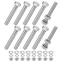 M METERXITY 10-Pack Hex Head Screw Bolt with Nuts Flat &amp; Lock Washers M10x70mm Stainless Steel Bolts and Nuts Kit Fully Threaded Metric Bolt Assortment for Equipment/Machinery