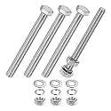 M METERXITY 4-Pack Hex Head Screw Bolt with Nuts Flat &amp; Lock Washers M10x110mm Stainless Steel Bolts and Nuts Kit Fully Threaded Metric Bolt Assortment for Equipment/Machinery