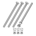 M METERXITY 4-Pack Hex Head Screw Bolt with Nuts Flat &amp; Lock Washers M6x95mm Stainless Steel Bolts and Nuts Kit Fully Threaded Metric Bolt Assortment for Equipment/Machinery