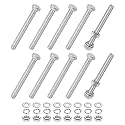 M METERXITY 10-Pack Hex Head Screw Bolt with Nuts Flat &amp; Lock Washers M5x50mm Stainless Steel Bolts and Nuts Kit Fully Threaded Metric Bolt Assortment for Equipment/Machinery