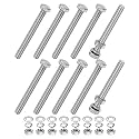 M METERXITY 10-Pack Hex Head Screw Bolt with Nuts Flat &amp; Lock Washers M8x75mm Stainless Steel Bolts and Nuts Kit Fully Threaded Metric Bolt Assortment for Equipment/Machinery