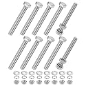 M METERXITY 10-Pack Hex Head Screw Bolt with Nuts Flat &amp; Lock Washers M10x90mm Stainless Steel Bolts and Nuts Kit Fully Threaded Metric Bolt Assortment for Equipment/Machinery