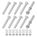 M METERXITY 10-Pack Hex Head Screw Bolt with Nuts Flat &amp; Lock Washers M5x35mm Stainless Steel Bolts and Nuts Kit Fully Threaded Metric Bolt Assortment for Equipment/Machinery