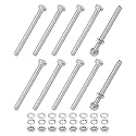 M METERXITY 10-Pack Hex Head Screw Bolt with Nuts Flat &amp; Lock Washers M5x60mm Stainless Steel Bolts and Nuts Kit Fully Threaded Metric Bolt Assortment for Equipment/Machinery