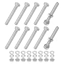 M METERXITY 10-Pack Hex Head Screw Bolt with Nuts Flat &amp; Lock Washers M5x40mm Stainless Steel Bolts and Nuts Kit Fully Threaded Metric Bolt Assortment for Equipment/Machinery
