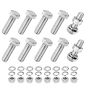 M METERXITY 10-Pack Hex Head Screw Bolt with Nuts Flat &amp; Lock Washers M12x40mm Stainless Steel Bolts and Nuts Kit Fully Threaded Metric Bolt Assortment for Equipment/Machinery