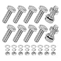 M METERXITY 10-Pack Hex Head Screw Bolt with Nuts Flat &amp; Lock Washers M8x22mm Stainless Steel Bolts and Nuts Kit Fully Threaded Metric Bolt Assortment for Equipment/Machinery