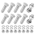 M METERXITY 10-Pack Hex Head Screw Bolt with Nuts Flat &amp; Lock Washers M12x35mm Stainless Steel Bolts and Nuts Kit Fully Threaded Metric Bolt Assortment for Equipment/Machinery