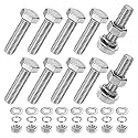 M METERXITY 10-Pack Hex Head Screw Bolt with Nuts Flat &amp; Lock Washers M10x40mm Stainless Steel Bolts and Nuts Kit Fully Threaded Metric Bolt Assortment for Equipment/Machinery