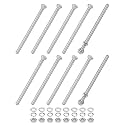 M METERXITY 10-Pack Hex Head Screw Bolt with Nuts Flat &amp; Lock Washers M5x90mm Stainless Steel Bolts and Nuts Kit Fully Threaded Metric Bolt Assortment for Equipment/Machinery