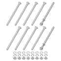 M METERXITY 10-Pack Hex Head Screw Bolt with Nuts Flat &amp; Lock Washers M5x75mm Stainless Steel Bolts and Nuts Kit Fully Threaded Metric Bolt Assortment for Equipment/Machinery