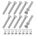 M METERXITY 10-Pack Hex Head Screw Bolt with Nuts Flat &amp; Lock Washers M8x55mm Stainless Steel Bolts and Nuts Kit Fully Threaded Metric Bolt Assortment for Equipment/Machinery