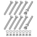 M METERXITY 10-Pack Hex Head Screw Bolt with Nuts Flat &amp; Lock Washers M6x50mm Stainless Steel Bolts and Nuts Kit Fully Threaded Metric Bolt Assortment for Equipment/Machinery