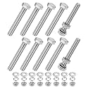 M METERXITY 10-Pack Hex Head Screw Bolt with Nuts Flat &amp; Lock Washers M10x75mm Stainless Steel Bolts and Nuts Kit Fully Threaded Metric Bolt Assortment for Equipment/Machinery