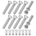 M METERXITY 10-Pack Hex Head Screw Bolt with Nuts Flat &amp; Lock Washers M10x60mm Stainless Steel Bolts and Nuts Kit Fully Threaded Metric Bolt Assortment for Equipment/Machinery
