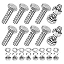 M METERXITY 10-Pack Hex Head Screw Bolt with Nuts Flat &amp; Lock Washers M6x20mm Stainless Steel Bolts and Nuts Kit Fully Threaded Metric Bolt Assortment for Equipment/Machinery