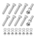 M METERXITY 10-Pack Hex Head Screw Bolt with Nuts Flat &amp; Lock Washers M12x55mm Stainless Steel Bolts and Nuts Kit Fully Threaded Metric Bolt Assortment for Equipment/Machinery