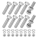 M METERXITY 10-Pack Hex Head Screw Bolt with Nuts Flat &amp; Lock Washers M10x45mm Stainless Steel Bolts and Nuts Kit Fully Threaded Metric Bolt Assortment for Equipment/Machinery