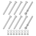 M METERXITY 10-Pack Hex Head Screw Bolt with Nuts Flat &amp; Lock Washers M5x55mm Stainless Steel Bolts and Nuts Kit Fully Threaded Metric Bolt Assortment for Equipment/Machinery