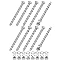 M METERXITY 10-Pack Hex Head Screw Bolt with Nuts Flat &amp; Lock Washers M6x85mm Stainless Steel Bolts and Nuts Kit Fully Threaded Metric Bolt Assortment for Equipment/Machinery