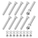 M METERXITY 10-Pack Hex Head Screw Bolt with Nuts Flat &amp; Lock Washers M12x85mm Stainless Steel Bolts and Nuts Kit Fully Threaded Metric Bolt Assortment for Equipment/Machinery