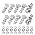 M METERXITY 10-Pack Hex Head Screw Bolt with Nuts Flat &amp; Lock Washers M5x14mm Stainless Steel Bolts and Nuts Kit Fully Threaded Metric Bolt Assortment for Equipment/Machinery