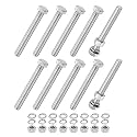 M METERXITY 10-Pack Hex Head Screw Bolt with Nuts Flat &amp; Lock Washers M12x100mm Stainless Steel Bolts and Nuts Kit Fully Threaded Metric Bolt Assortment for Equipment/Machinery